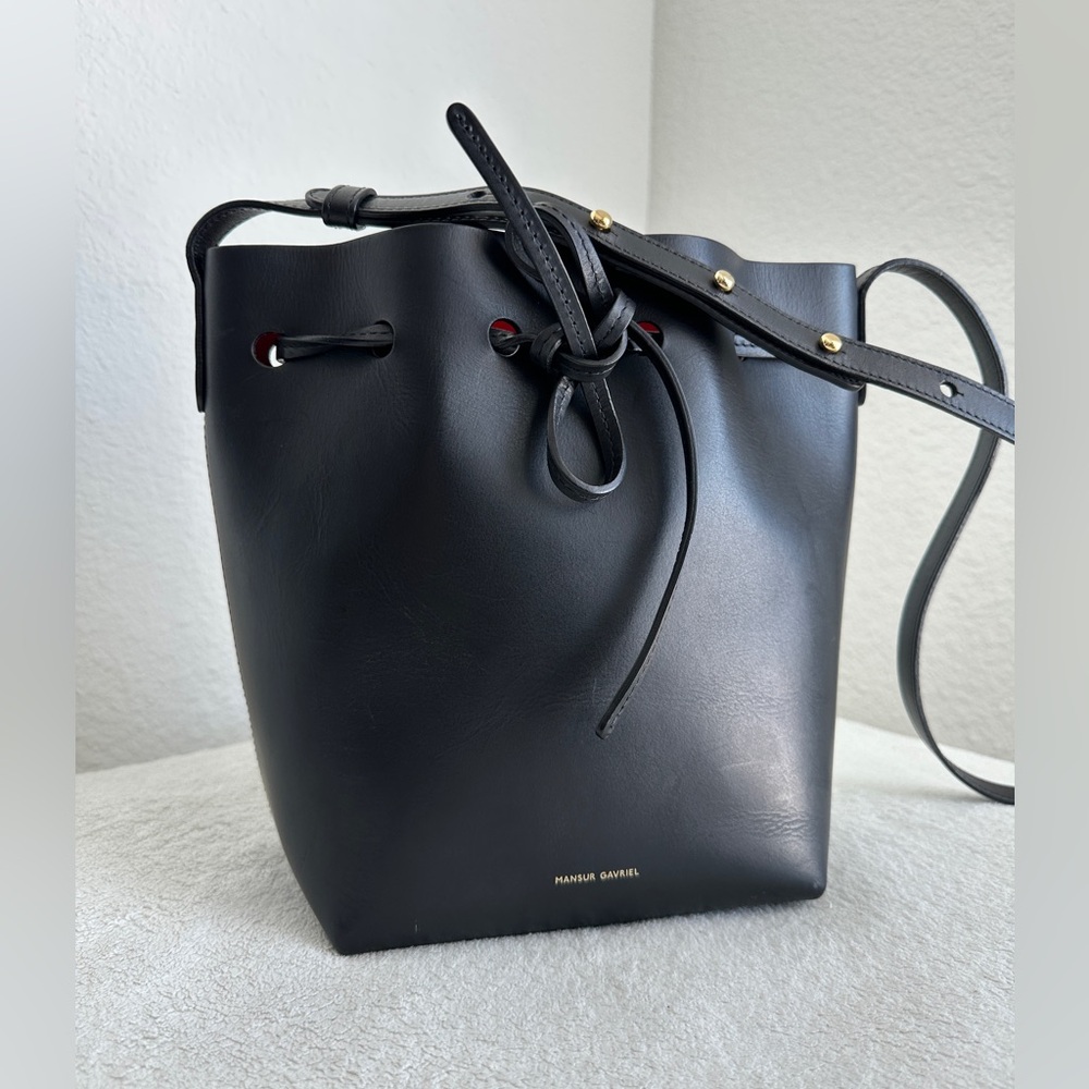 Mansur Gavriel Mini‎ Leather Bucket Bag - Black Flamma